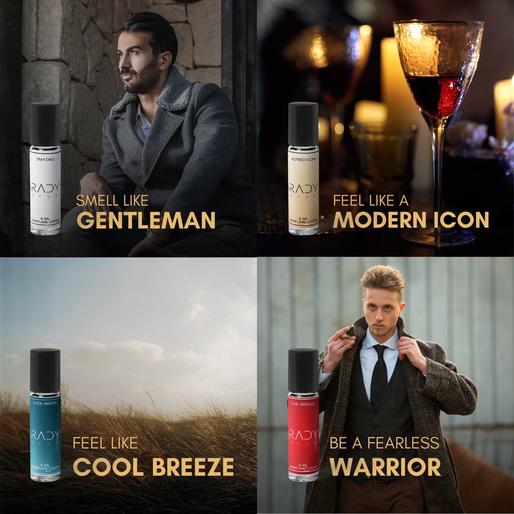Celebrity Attar Set - Pack Of 4 | Tam Dao | Alfred Icon | Cool Water | The Vikings