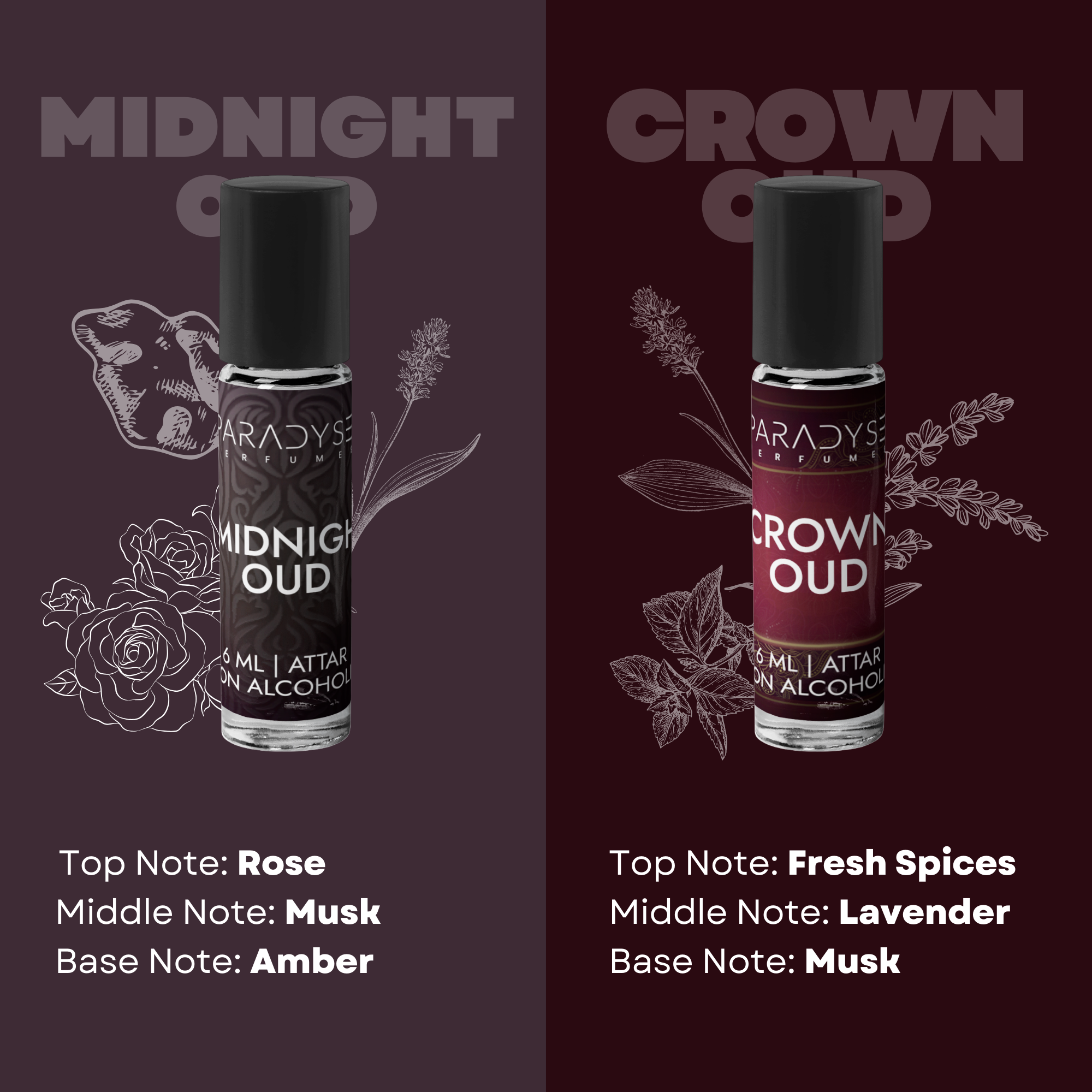 Oud Attars - Midnight Oud | Crown Oud | Oud Mirage | Oud Wood | Pack Of 4
