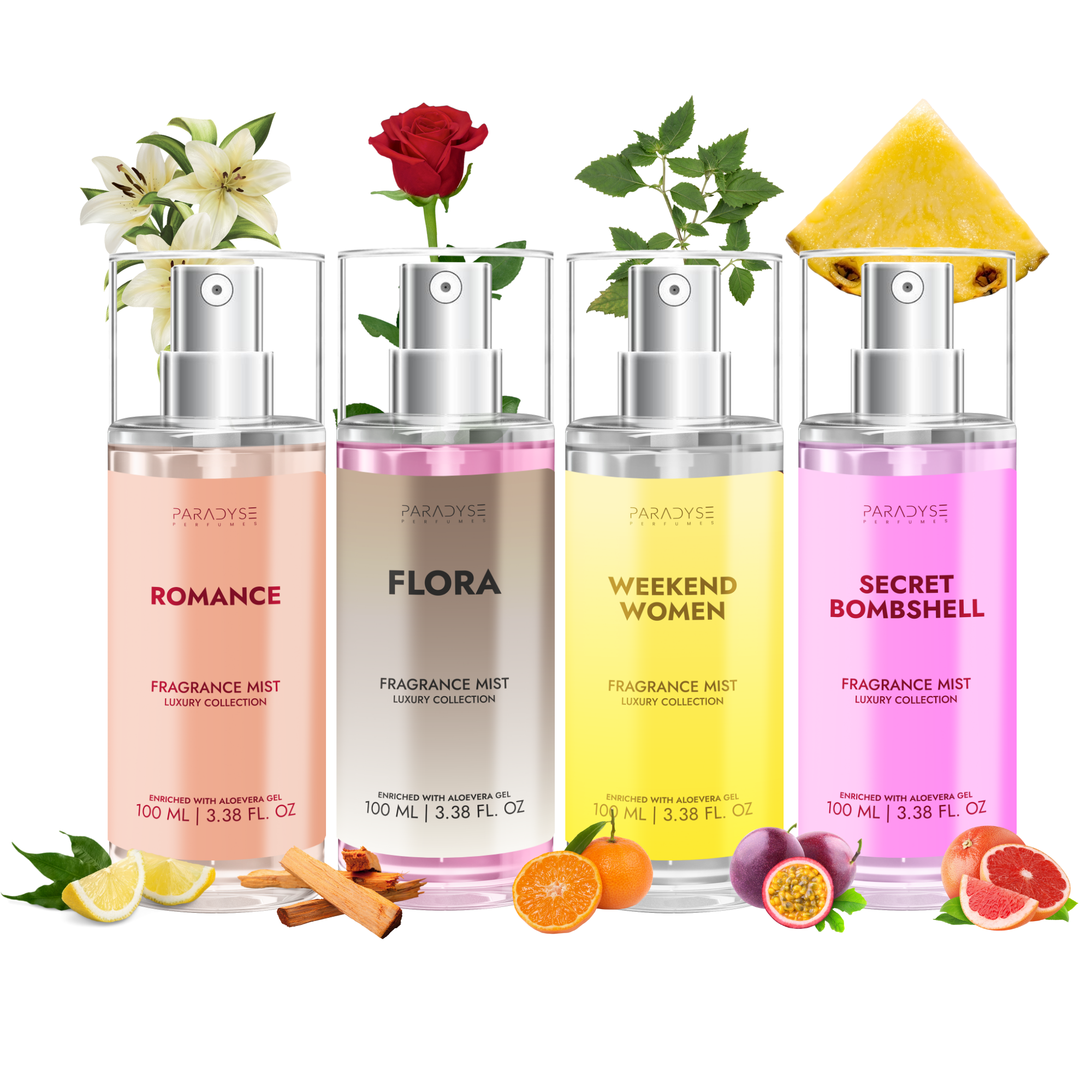 Body Mist For Cozy Nights - Pack Of 4 | Secret Bombshell | Weekend Women | Flora | Romance | 4 X 100ML