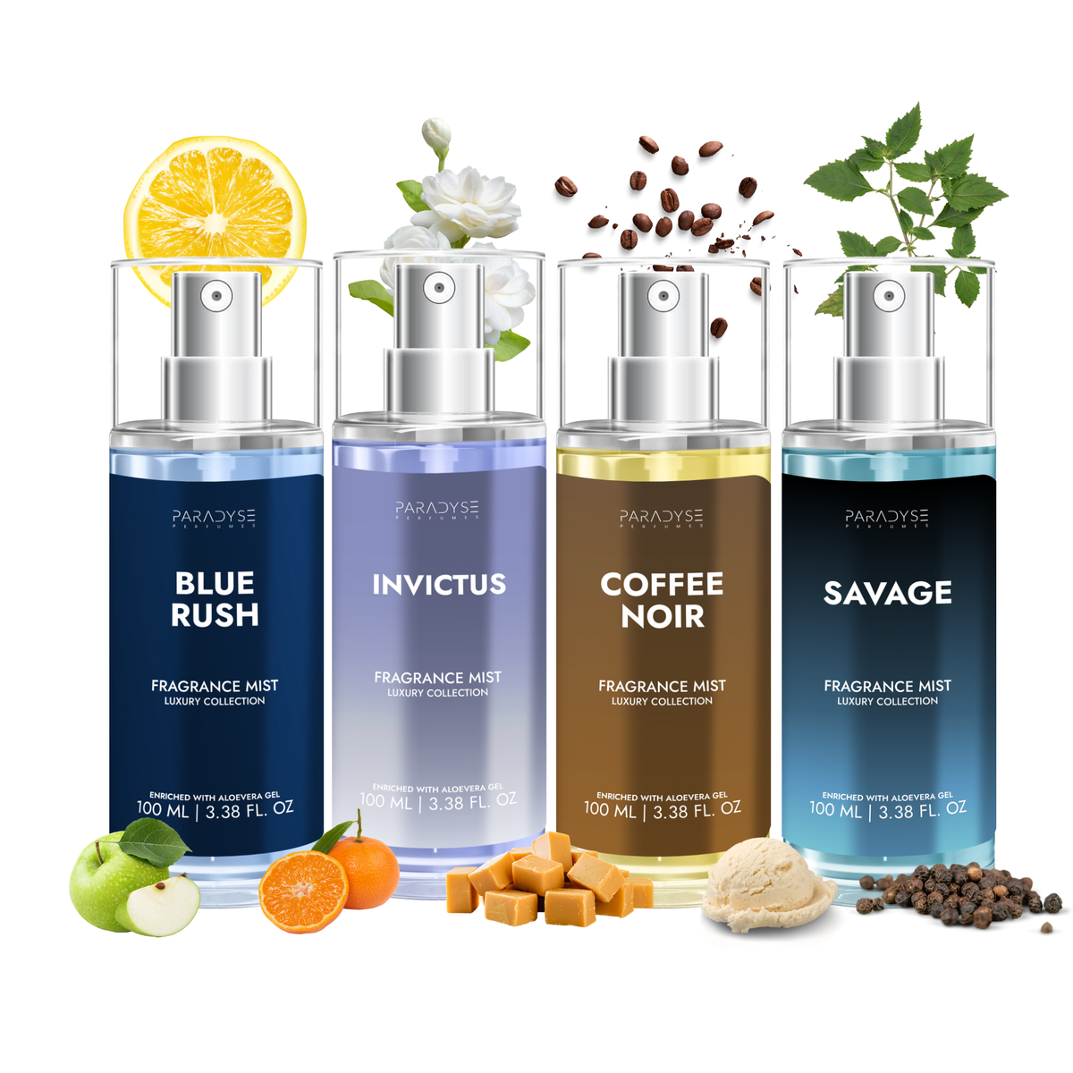 CEO Men Body Mists - Pack Of 4 | Blue Rush | Savage | Coffee Noir | Invictus | 4 X 100ML