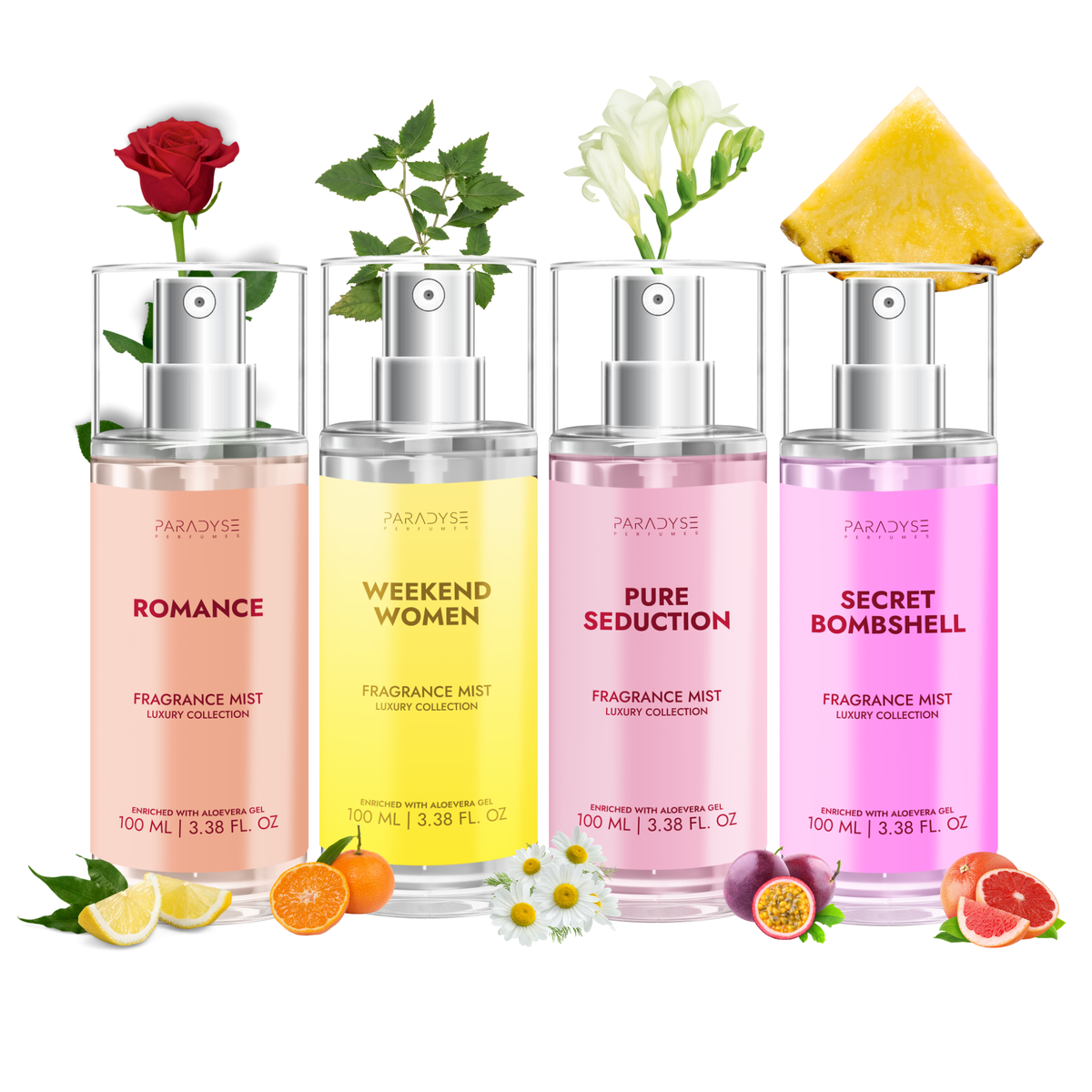 Body Mist For Bride - Pack Of 4 | Secret Bombshell | Weekend Women | Pure Seduction | Romance | 4 X 100ML