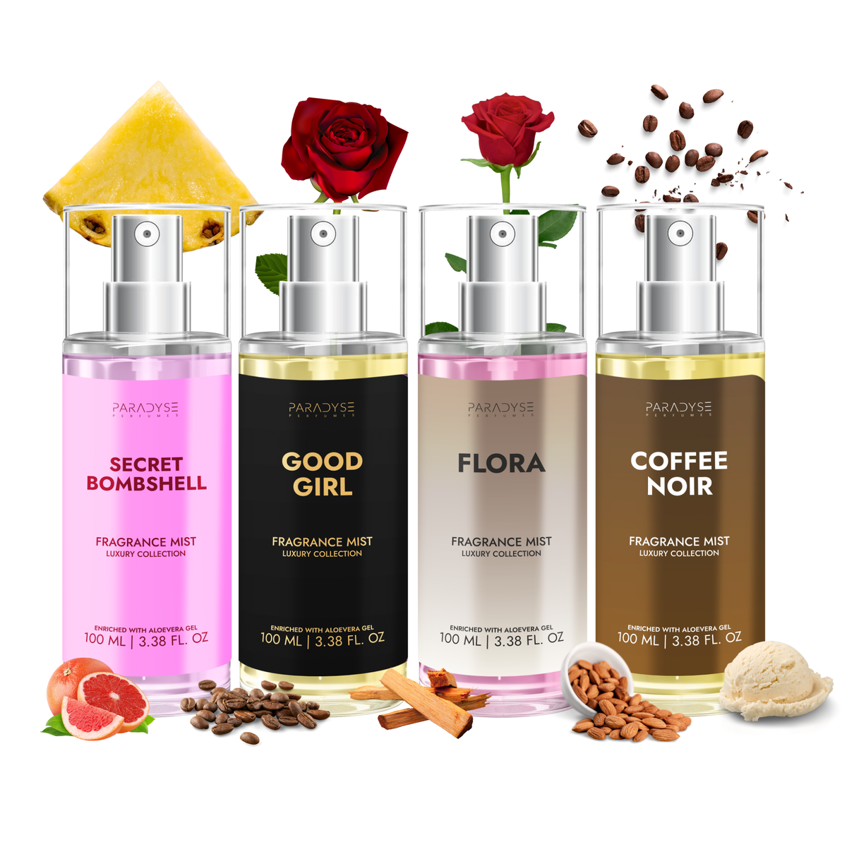 CEO Women Body Mists  - Pack Of 4 | Good Girl | Secret Bombshell | Flora | Coffee Noir | 4 X 100ML