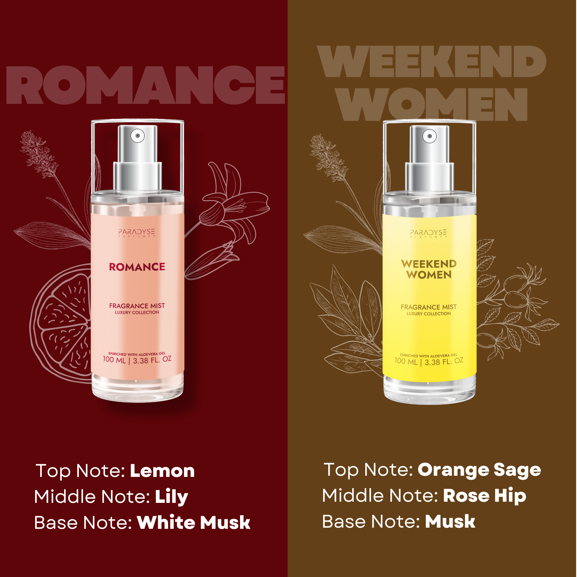 Body Mist For Bride - Pack Of 4 | Secret Bombshell | Weekend Women | Pure Seduction | Romance | 4 X 100ML