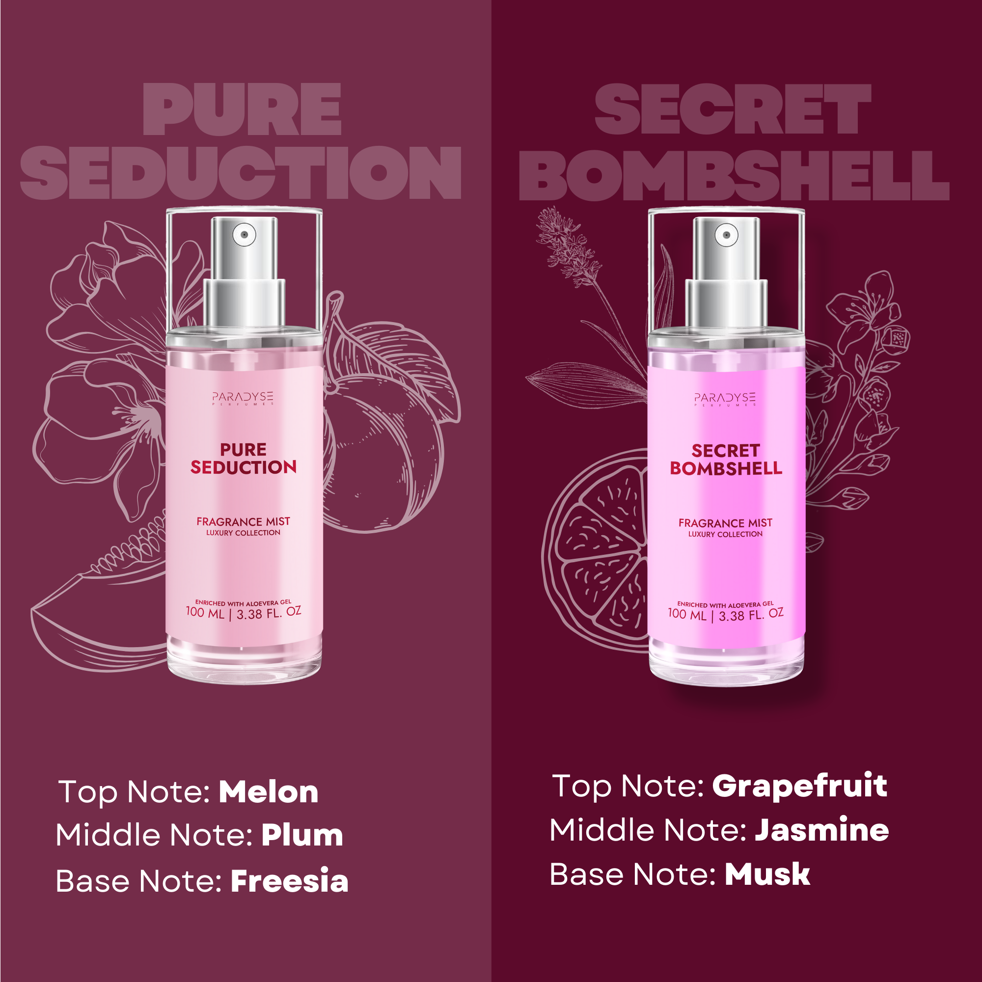 Body Mist For Bride - Pack Of 4 | Secret Bombshell | Weekend Women | Pure Seduction | Romance | 4 X 100ML