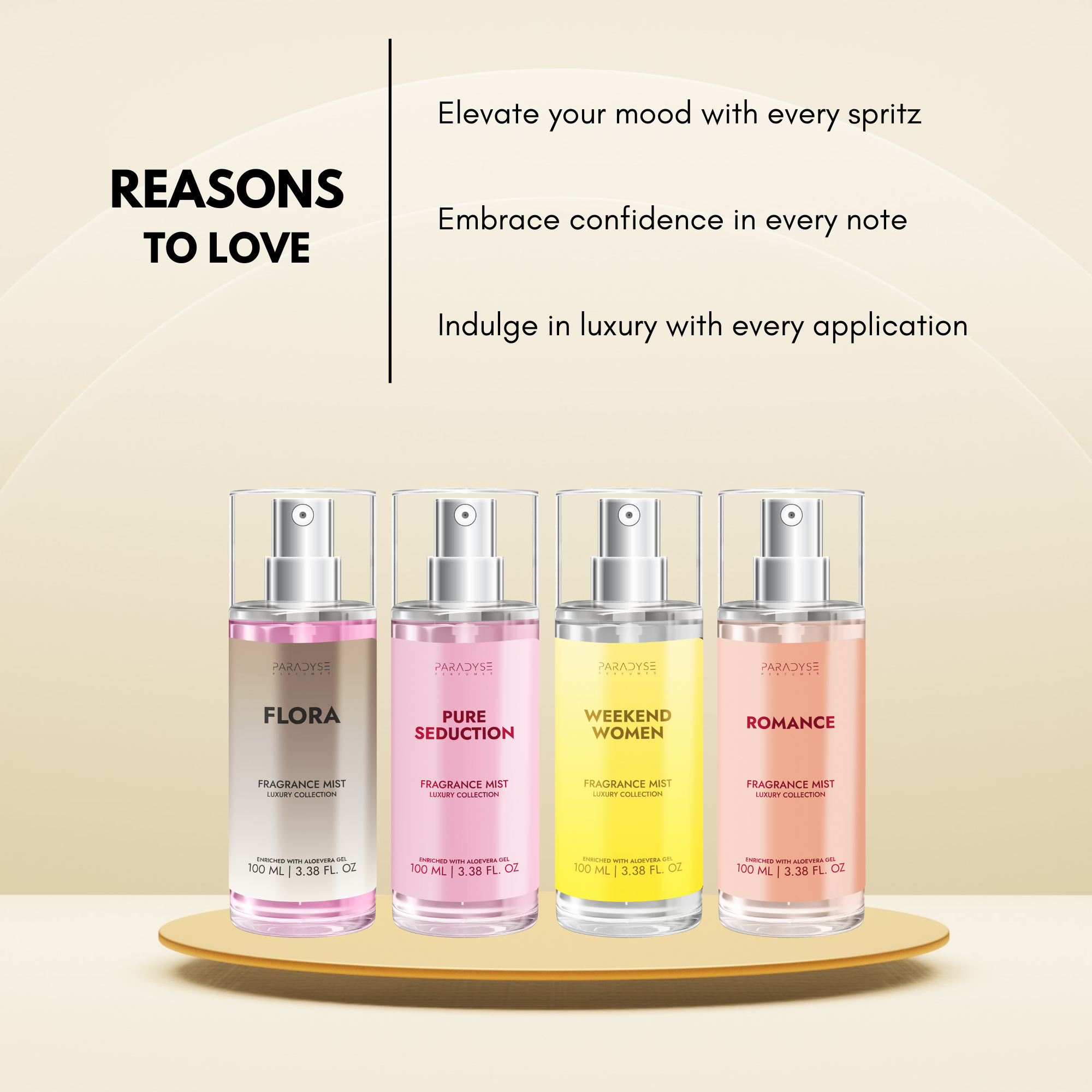 Body Mist For Women - Pack Of 4 | Flora | Pure Seduction | Weekend Women | Romance | 4 X 100ML