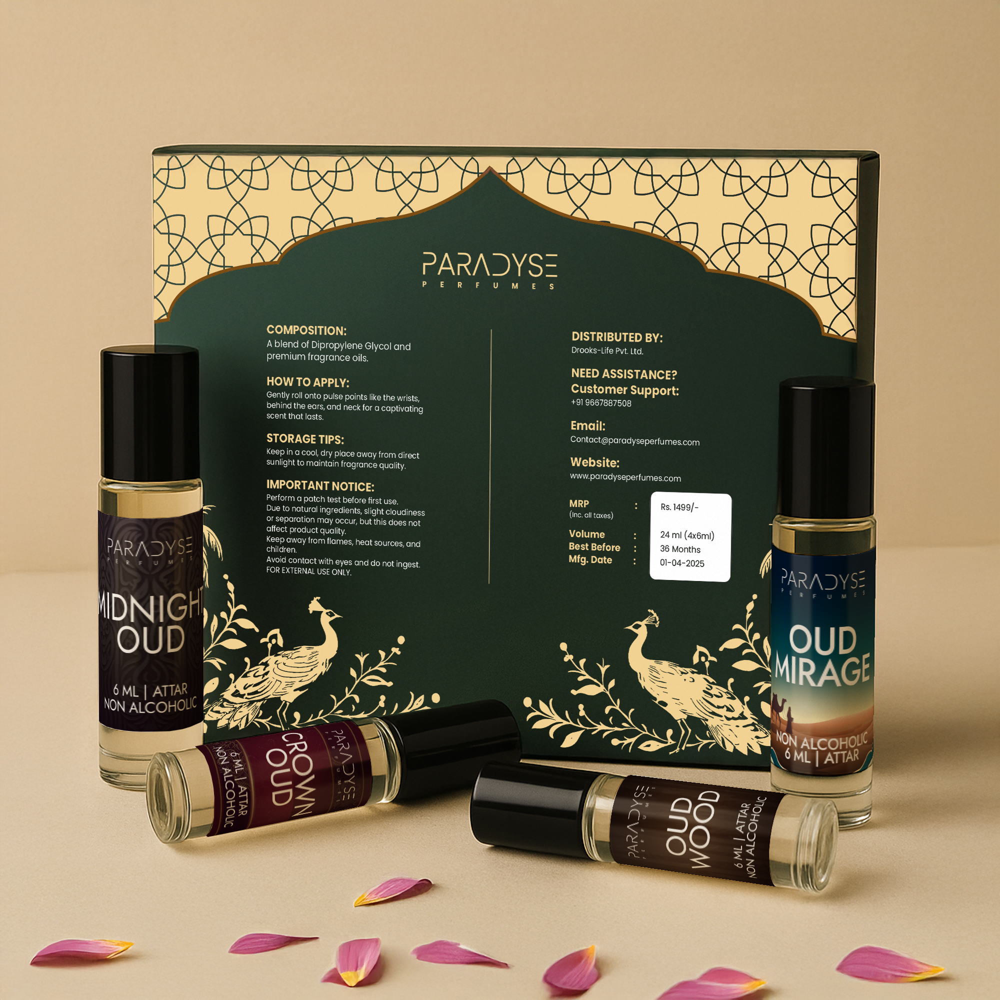 Oud Attars - Midnight Oud | Crown Oud |  Oud Mirage |  Oud Wood | Pack Of 4