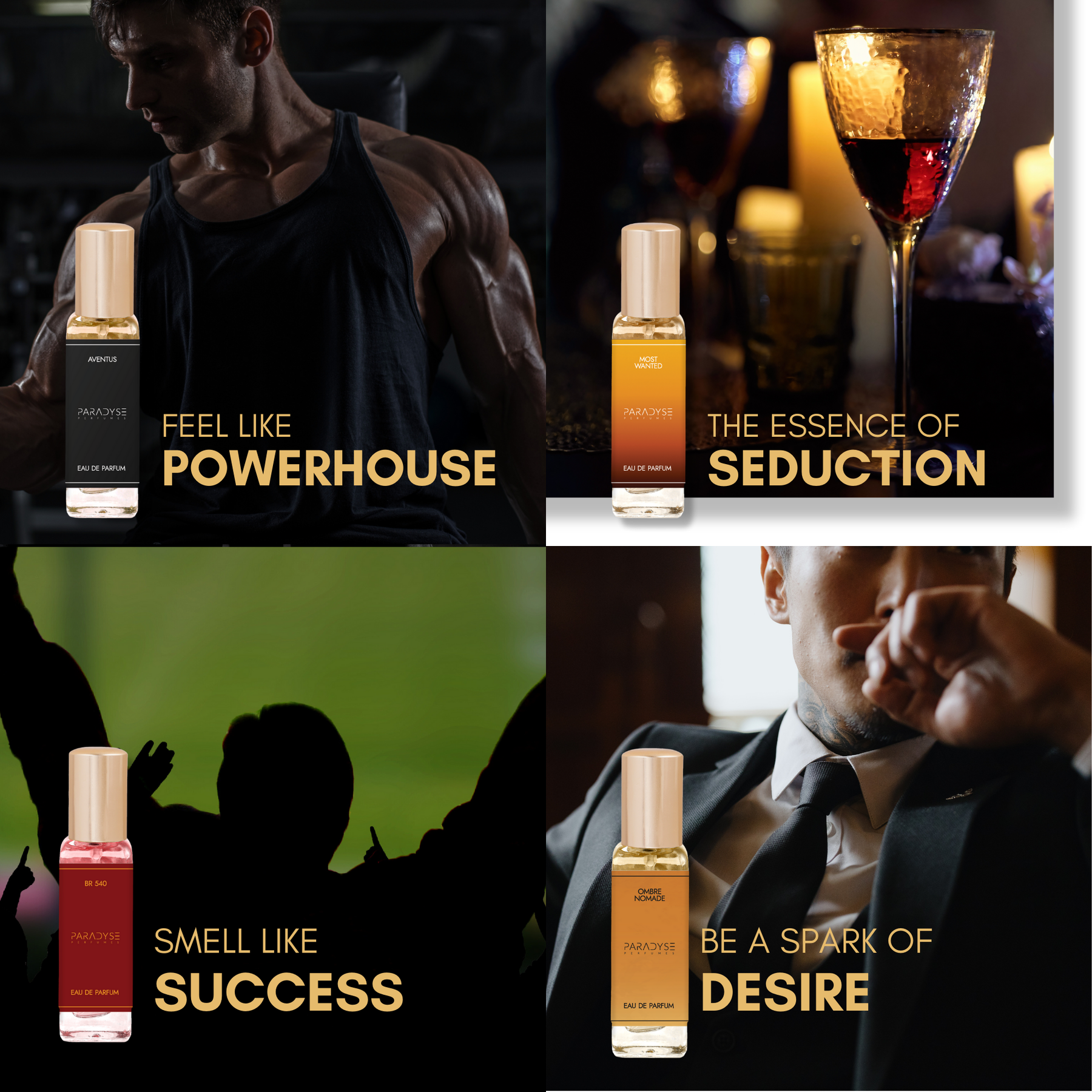 Date Night Perfume for Men - Pack Of 4 | Most Wanted | Aventus | Ombre Nomade | BR540  4 X 20ML