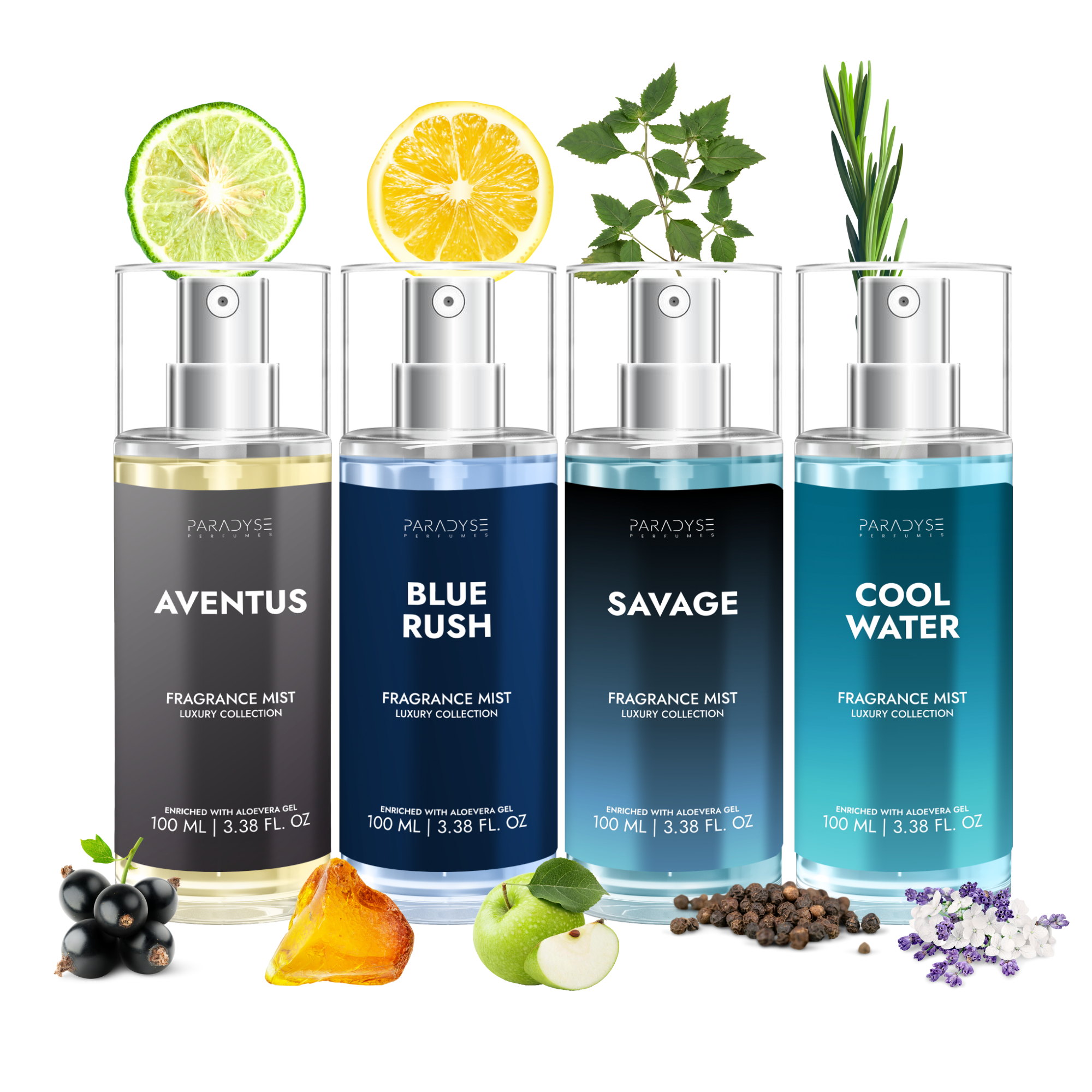 Body Mist For Gym - Pack Of 4 | Blue Rush | Aventus | Cool Water | Savage | 4 X 100ML