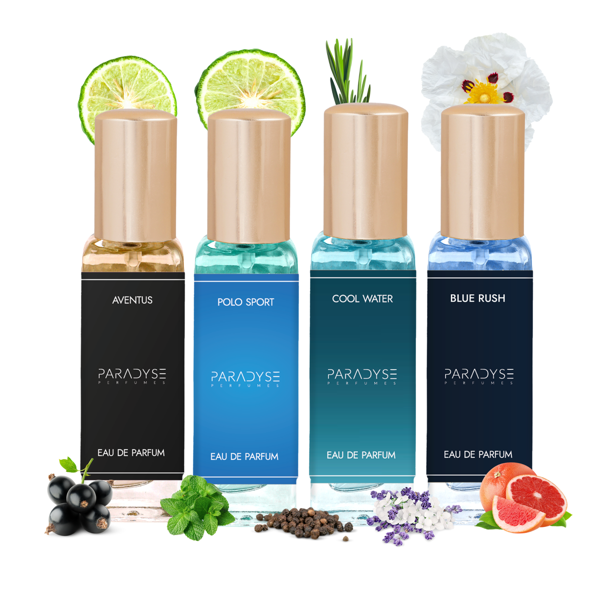 Gym perfume Set  - Pack Of 4 | Polo Sport | Aventus | Blue Rush | Cool Water 4 X 20 ml