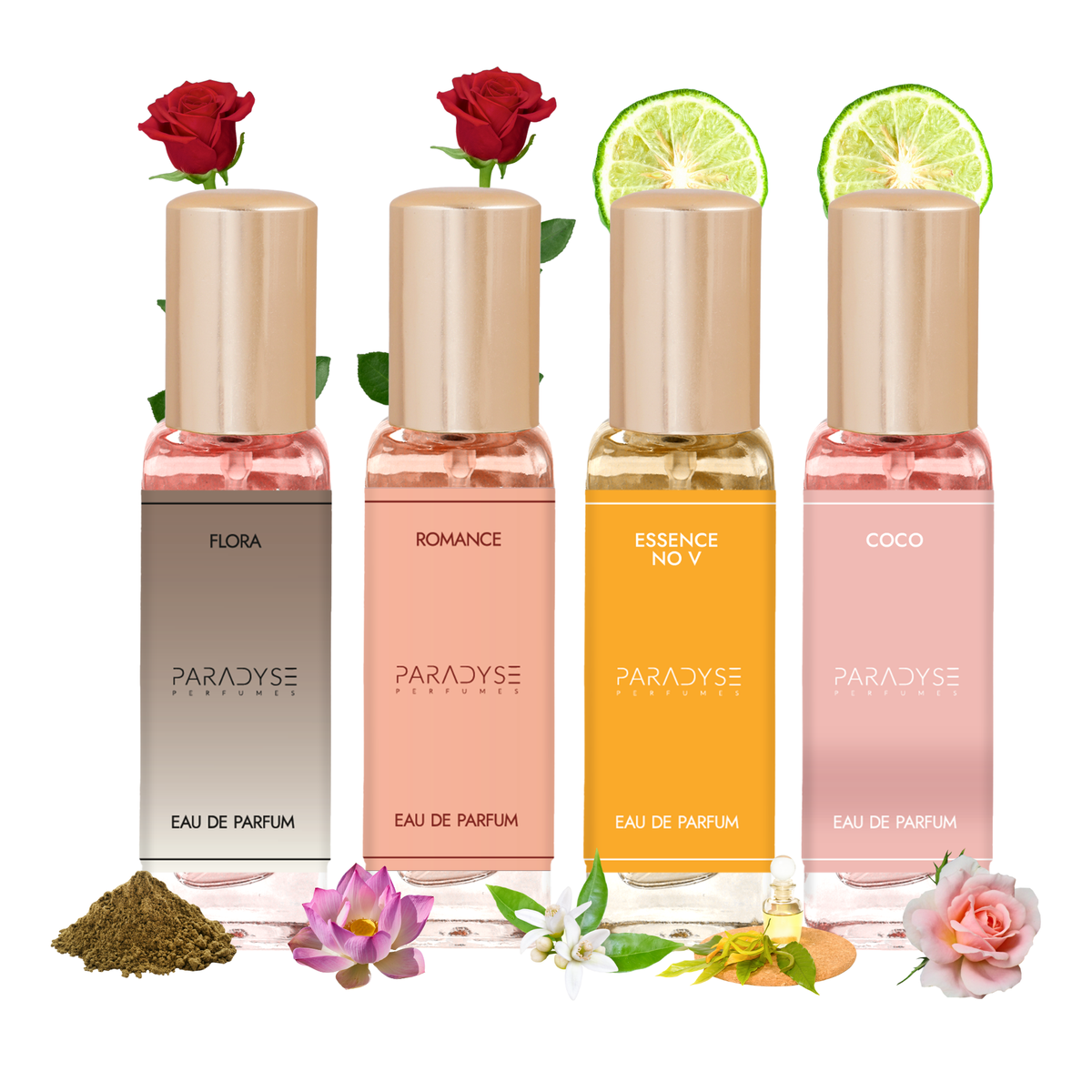 Best Seller perfumes For Women - Pack Of 4 | Coco | Flora | Romance | Essence No V 4 X 20 ml